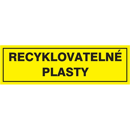 Značka RECYKLOVATELNÉ PLASTY, samolepicí fólie, 290 × 85 mm